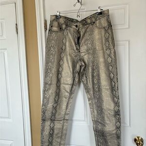 Penningtons Metallic Snake-Print Skinny Pants in Gold and Black